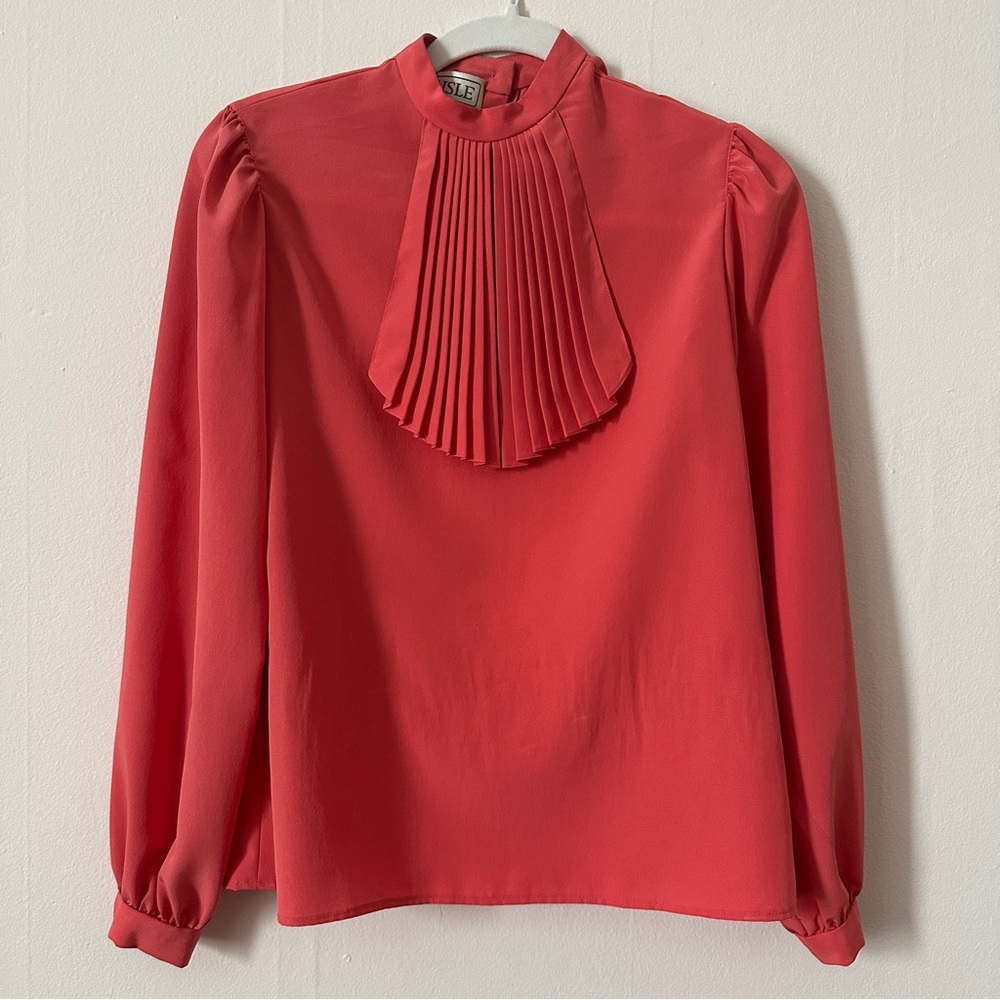 Vintage Carlisle Coral Pleated Blouse